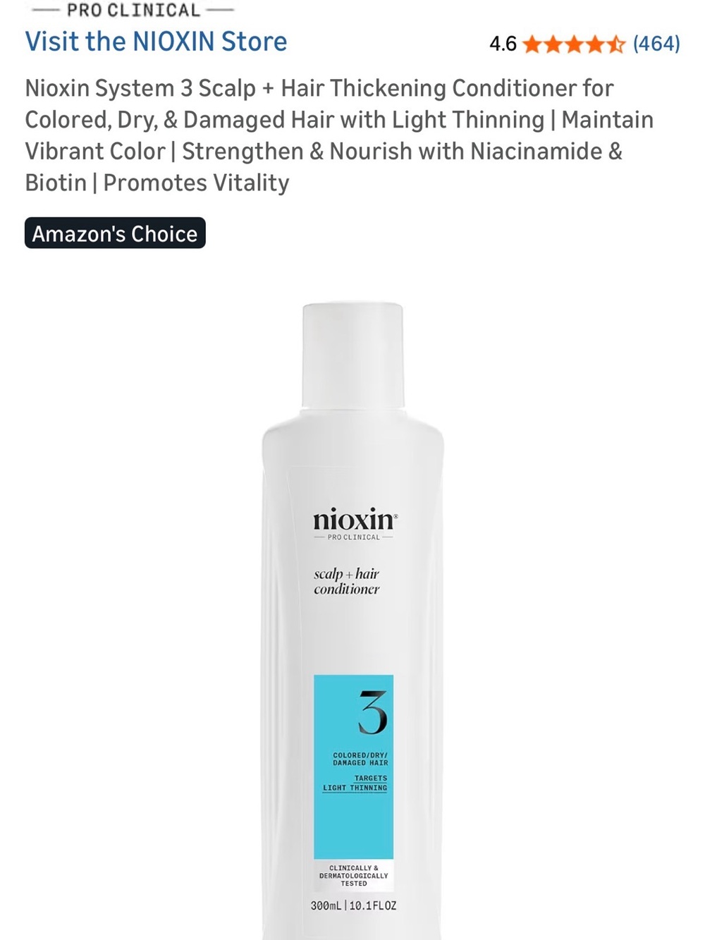 Nioxin System 3 Scalp + Hair Conditioner – White Bottle with Blue Label
